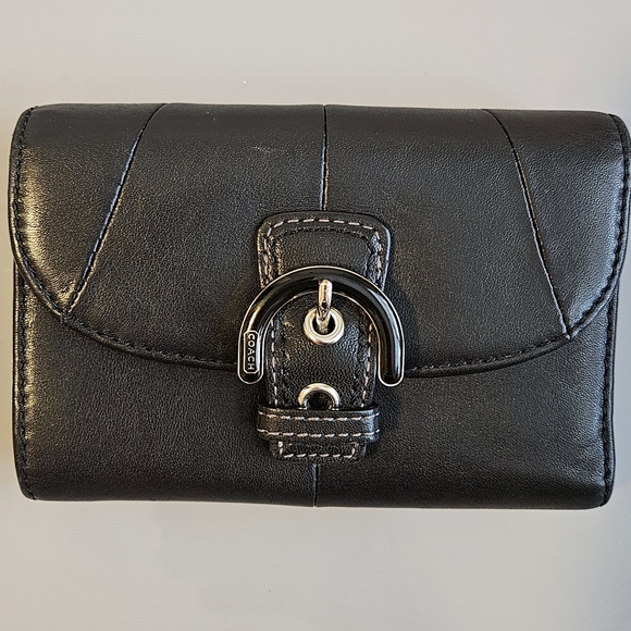 Coach Handbags - Coach Soho Black Trifold Leather Buckle Wallet